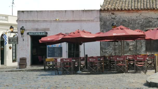 Estabelecimento Pequeno Restaurante Centro Histórico Património Mundial Unesco Colonia Del — Vídeo de Stock