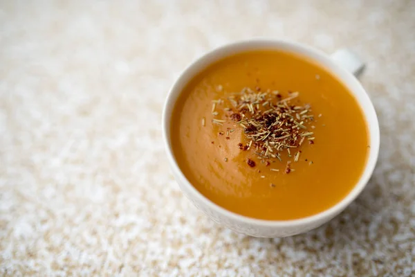 Вершковий Гарбузовий Кабачок Овочевий Суп Чашці Простий Простий — стокове фото