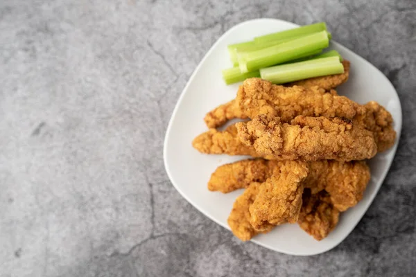 Chicken Fingers Dinner Breaded Tenders White Plate — Stock Photo, Image