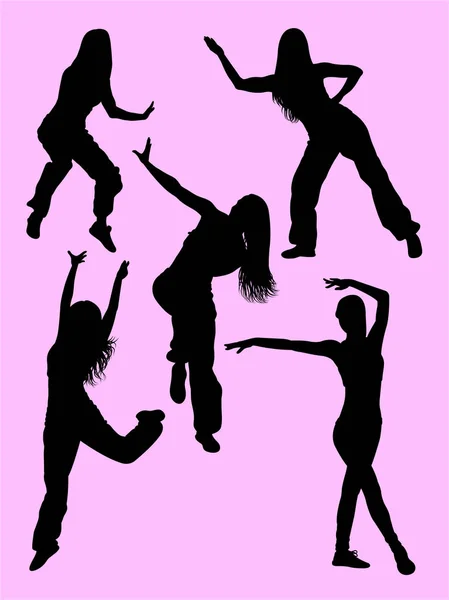 Silueta Šťastné Ženy Tančí Zumba Dobré Využití Pro Symbol Logo — Stockový vektor