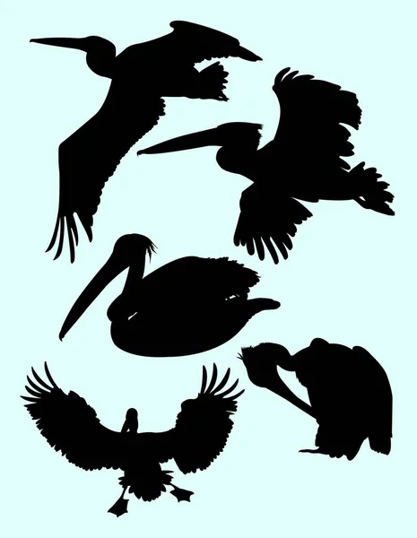 Silhueta Pelicano Bom Uso Para Símbolo Logotipo Ícone Web Mascote — Vetor de Stock