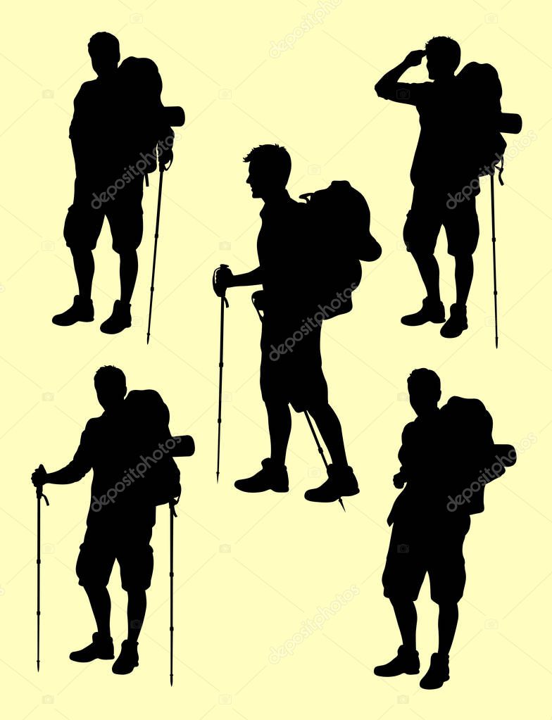 Silhouette of traveler. Good use for symbol, logo, web icon, mascot, sign, or any design you want.