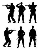 Silhouette eines männlichen Soldaten. gute Verwendung für Symbol, Logo, Websymbol, Maskottchen, Schild oder beliebiges Design. 