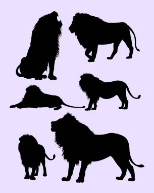 Aslanlar silüeti. Sembol, logo, web simgesi, maskot, işaret veya herhangi bir tasarım için iyi kullanmak istiyorum.
