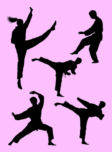 Silhouette Personnes Exercent Karaté Art Martial Bon Usage Pour Symbole — Image vectorielle