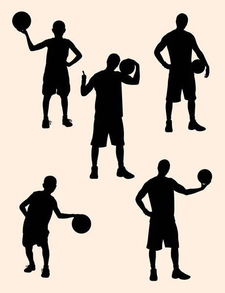 Silueta Jugador Baloncesto Buen Uso Para Símbolo Logotipo Icono Web — Vector de stock