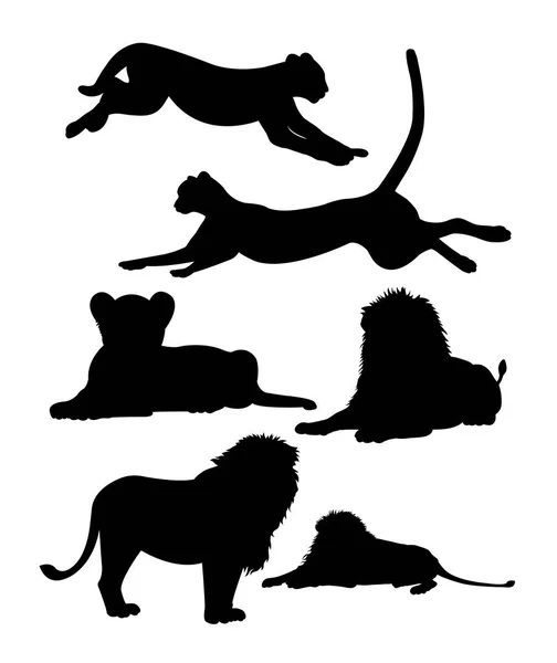 Silueta Leones Buen Uso Para Símbolo Logotipo Icono Web Mascota — Vector de stock