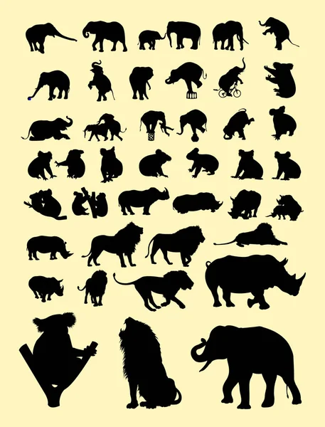 Силуэт Нескольких Животных Хорошее Использование Символа Логотипа Веб Значка Талисмана — стоковый вектор