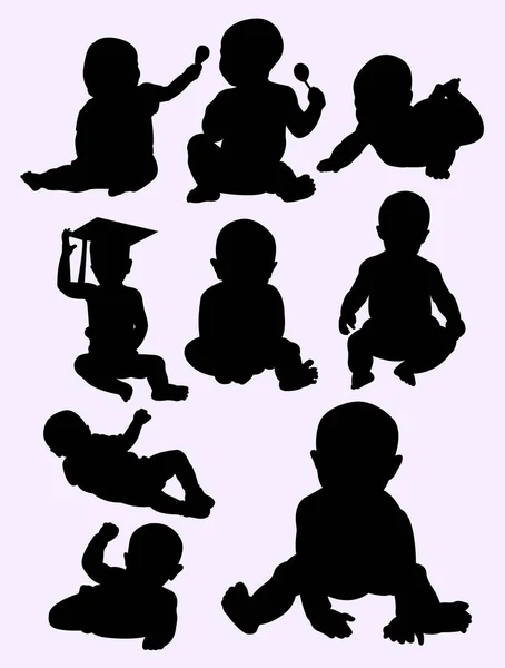 Silhouette Von Babys Gute Verwendung Für Symbol Logo Websymbol Maskottchen — Stockvektor