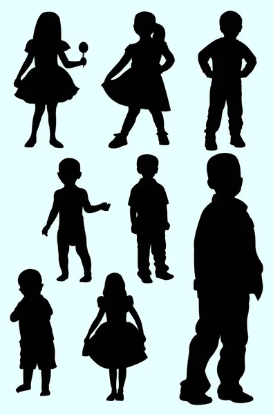 Silhouette Von Kindern Gute Verwendung Für Symbol Logo Websymbol Maskottchen — Stockvektor