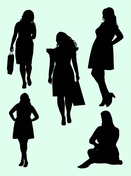 Silhouette Femme Surpoids Bon Usage Pour Symbole Logo Icône Web — Image vectorielle