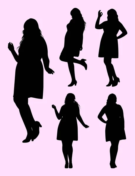 Silhouette Femme Surpoids Bon Usage Pour Symbole Logo Icône Web — Image vectorielle