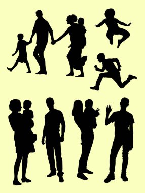 Mutlu aile silüeti. Sembol, logo, web simgesi, maskot, işaret veya herhangi bir tasarım için iyi kullanmak istiyorum.