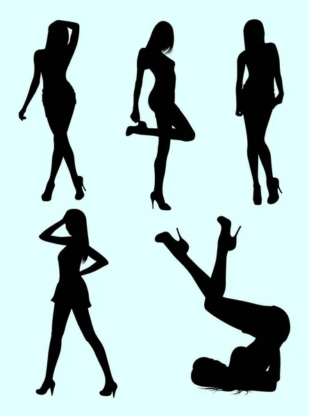 Silhouette Femme Maigre Bon Usage Pour Symbole Logo Icône Web — Image vectorielle