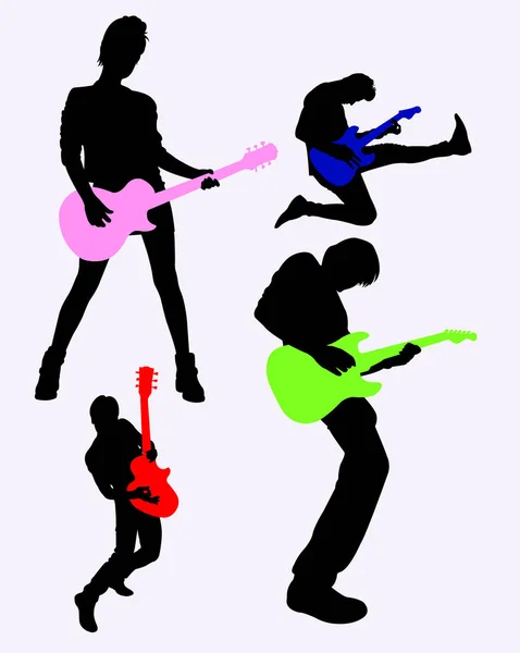 Silhouette Guitariste Bon Usage Pour Symbole Logo Icône Web Mascotte — Image vectorielle