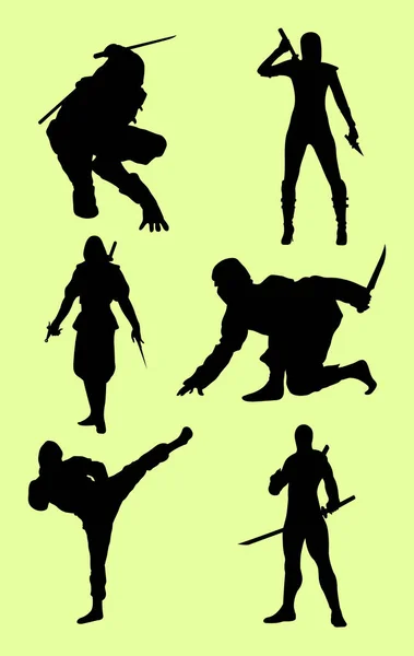 Silhouette Ninja Bon Usage Pour Symbole Logo Icône Web Mascotte — Image vectorielle