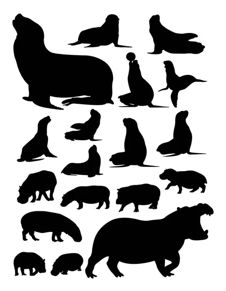 Silueta Hipopótamo León Marino Buen Uso Para Símbolo Logotipo Icono — Archivo Imágenes Vectoriales