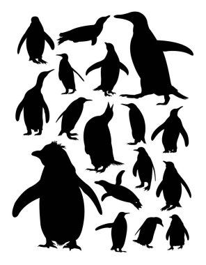 Penguenler silüeti. Sembol, logo, web simgesi, maskot, işaret veya herhangi bir tasarım için iyi kullanmak istiyorum.