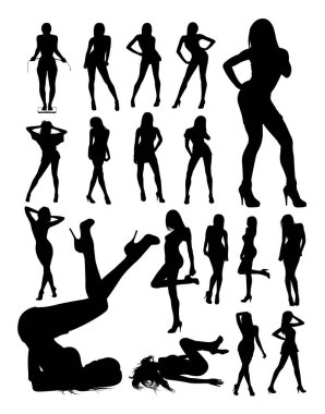 Seksi kadın silueti. Sembol, logo, web simgesi, maskot, işaret veya herhangi bir tasarım için iyi kullanmak istiyorum.