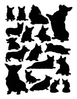 Corgi köpek hayvan siluet. Vektör, illüstrasyon. Sembol, logo, web simgesi, maskot, işaret veya herhangi bir tasarım için iyi kullanmak istiyorum.