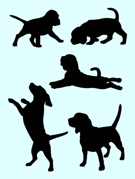 Beagle Kutya Silhouette Szimbólum Embléma Pókháló Ikon Kabala Jel Vagy — Stock Vector