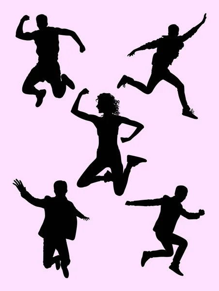 Gente Saltando Silueta Buen Uso Para Símbolo Logotipo Icono Web — Vector de stock