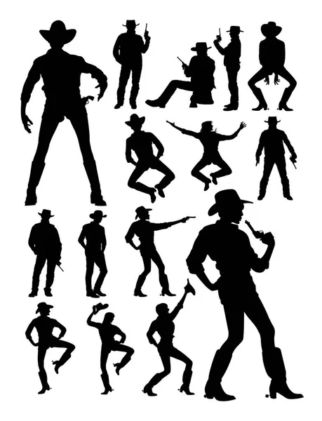 Cow Boy Cow Girl Détail Silhouette Bon Usage Pour Symbole — Image vectorielle