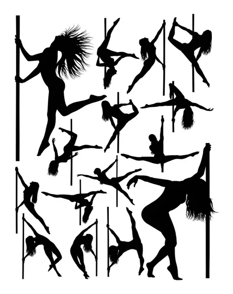Silhouette Beautiful Pole Dancer Good Use Symbol Logo Web Icon — Stock Vector
