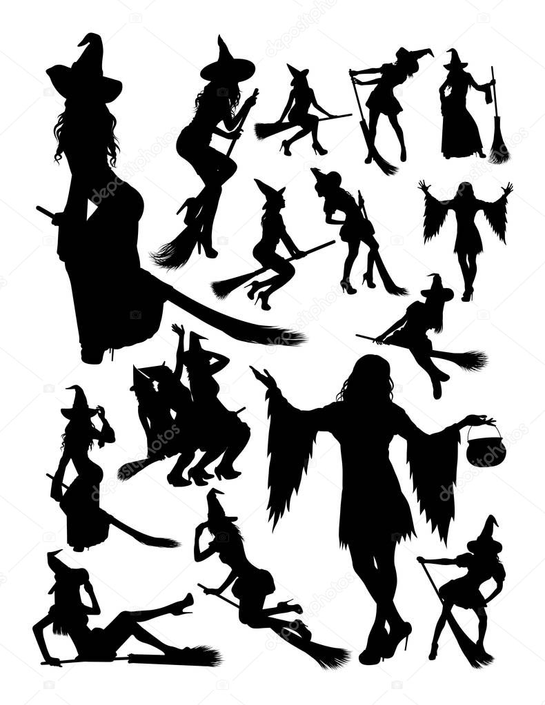 Halloween witch silhouette. Good use for symbol, logo, web icon, mascot, sign, or any design you want.