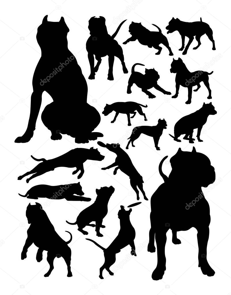 Pittbull dog animal silhouette. Good use for symbol, logo, web icon, mascot, sign, or any design you want.