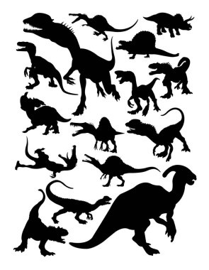 Dinozor siluetleri. Sembol, logo, web simgesi, maskot, işaret veya herhangi bir tasarım için iyi kullanmak istiyorum.