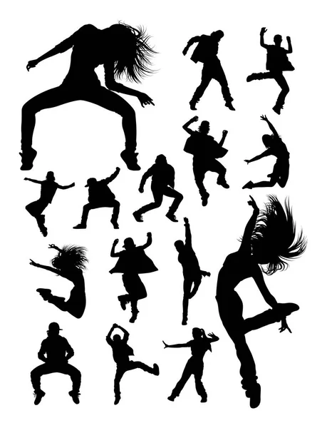 嘻哈现代舞蹈舞者剪影 适用于符号 网页图标 吉祥物 标志或任何您想要的设计 — 图库矢量图片