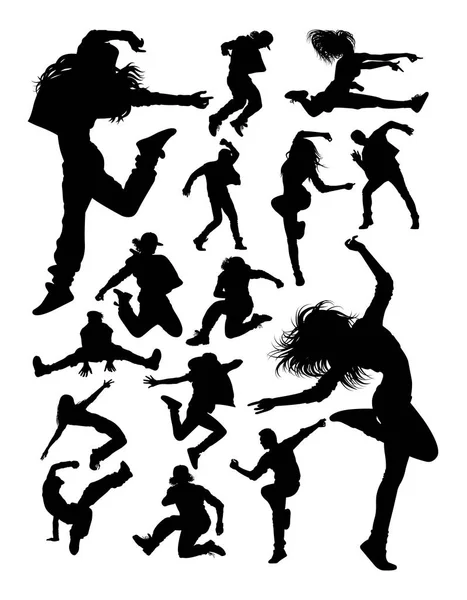 Attractive Modern Dancer Silhouettes Good Use Symbol Logo Web Icon — Stock Vector
