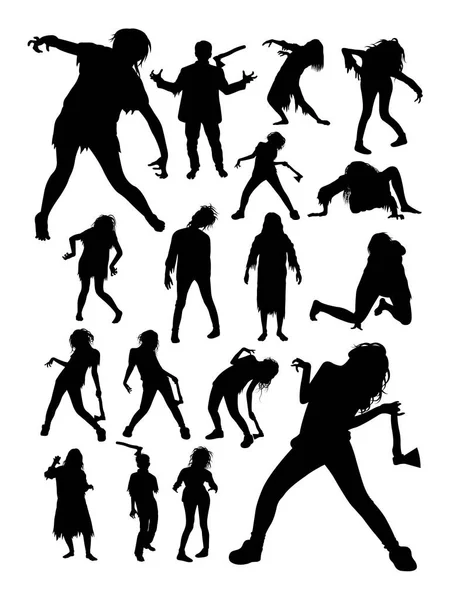 Zombies Horreur Silhouettes Halloween Bon Usage Pour Symbole Logo Icône — Image vectorielle