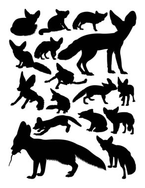 Çöl tilkisi fox hayvan siluetleri. Sembol, logo, web simgesi, maskot, işaret veya herhangi bir tasarım için iyi kullanmak istiyorum.