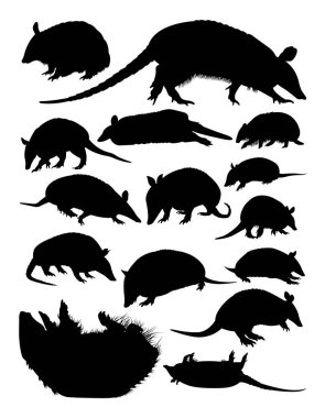Armadillolar hayvan siluetleri. Sembol, logo, web simgesi, maskot, işaret veya herhangi bir tasarım için iyi kullanmak istiyorum.