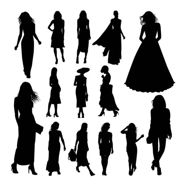 Jolies Silhouettes Femme Bon Usage Pour Symbole Logo Icône Web — Image vectorielle