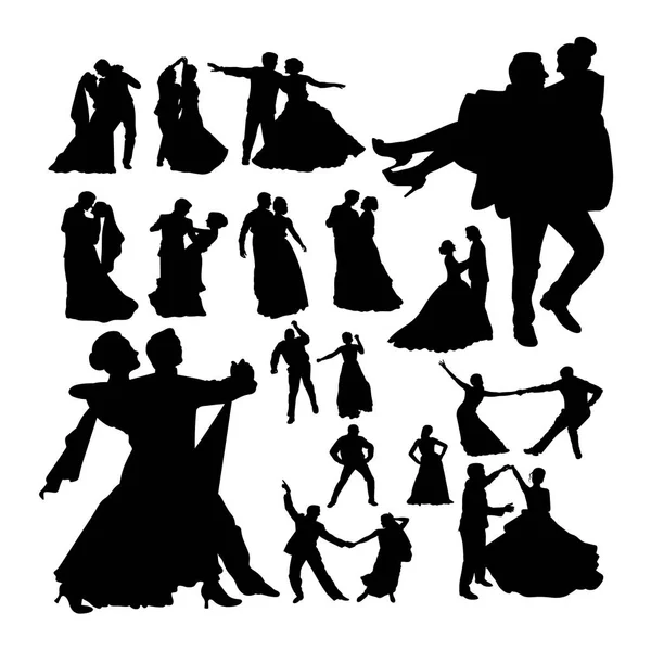 Wedding Dance Silhouettes Good Use Symbol Logo Web Icon Mascot — Stock Vector