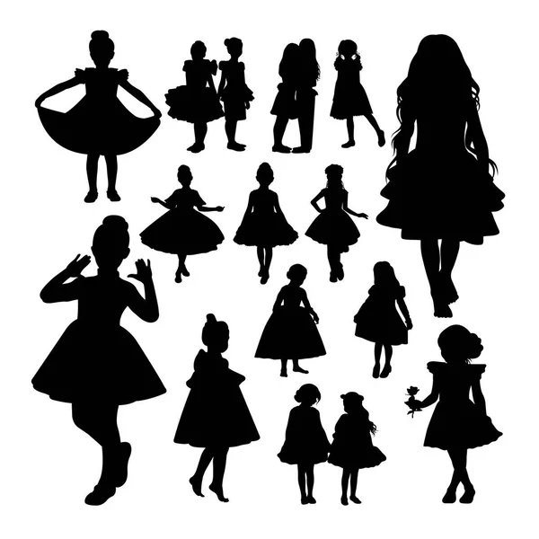 Silhouettes Petite Fille Bon Usage Pour Symbole Logo Icône Web — Image vectorielle