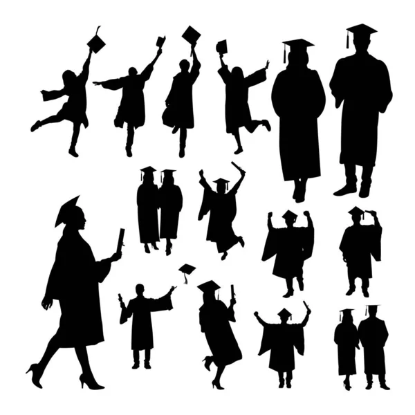 Graduation Silhouettes Good Use Symbol Logo Web Icon Mascot Sign — Stock Vector