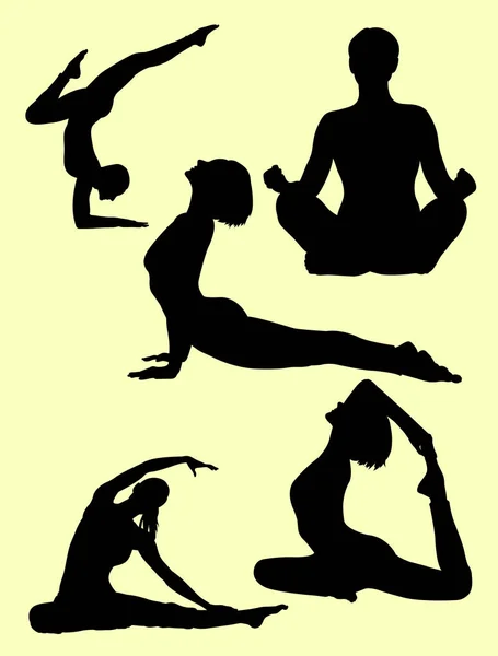 Yoga Pose Silhouetten Gute Verwendung Für Symbol Logo Websymbol Maskottchen — Stockvektor