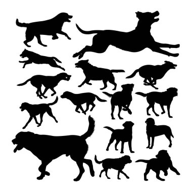 Labrador köpek hayvan siluetleri. Sembol, logo, web simgesi, maskot, işaret veya istediğiniz herhangi bir tasarım için iyi kullanım.