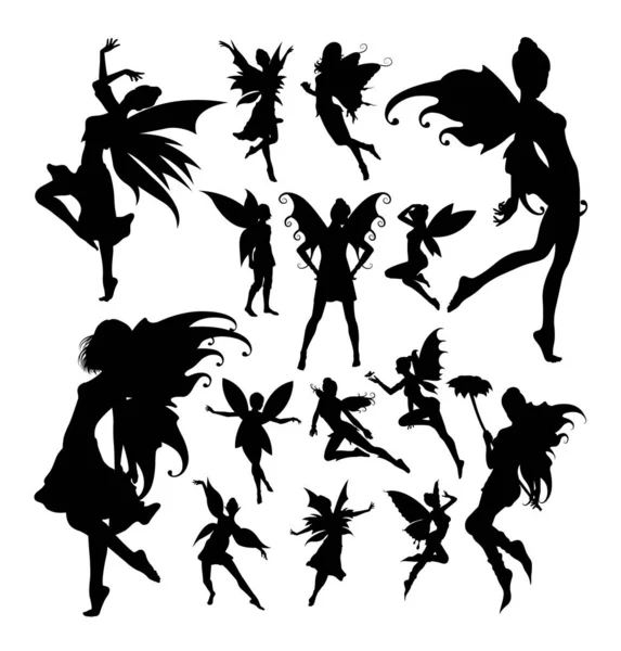 Des Silhouettes Fées Bon Usage Pour Symbole Logo Icône Web — Image vectorielle