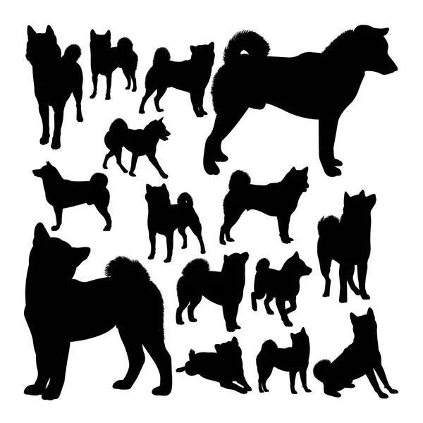 Chien Shiba Inu Silhouettes Animales Bon Usage Pour Symbole Logo — Image vectorielle