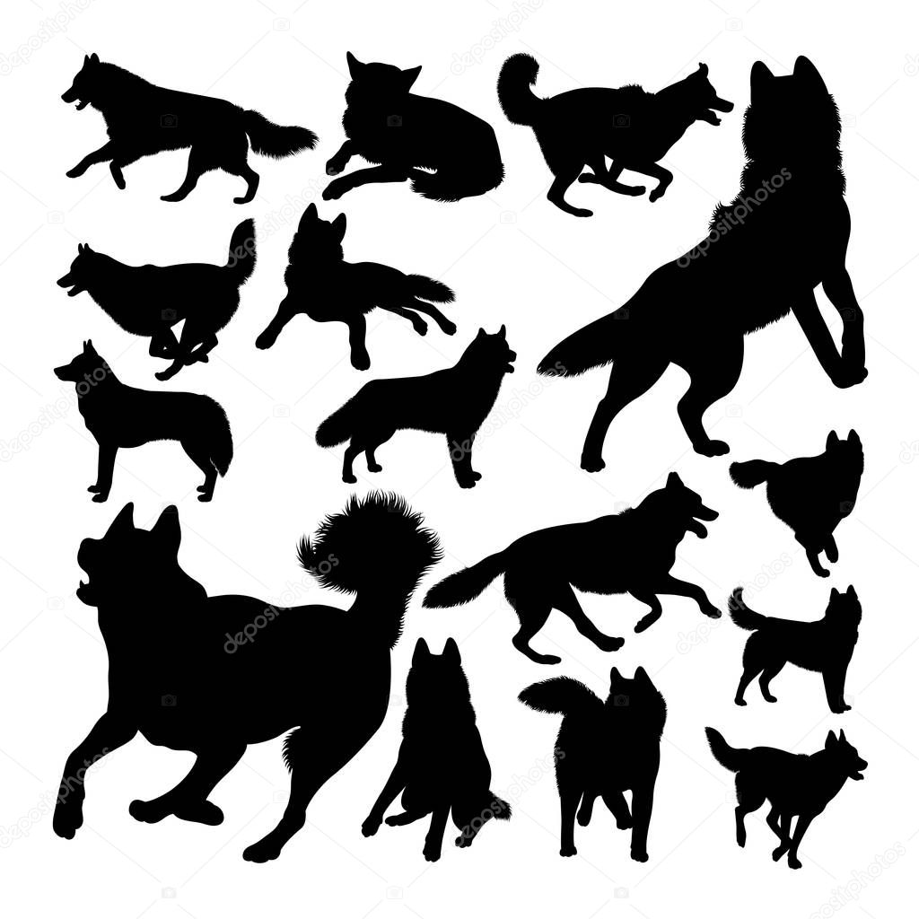 Husky dog animal silhouettes. Good use for symbol, logo, web icon, mascot, sign, or any design you want.