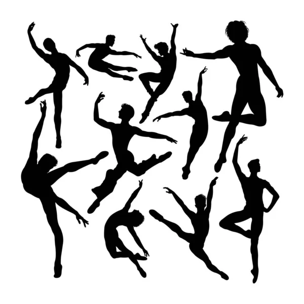 Atractivas Siluetas Bailarín Masculino Buen Uso Para Símbolo Logotipo Icono — Vector de stock