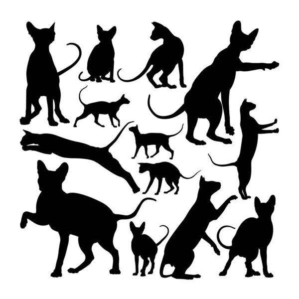 Adorable Esfinge Gato Siluetas Animales Buen Uso Para Símbolo Logotipo — Vector de stock