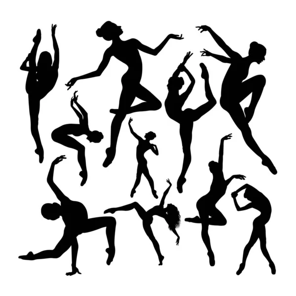 Enérgicas Siluetas Bailarina Ballet Buen Uso Para Símbolo Logotipo Icono — Vector de stock