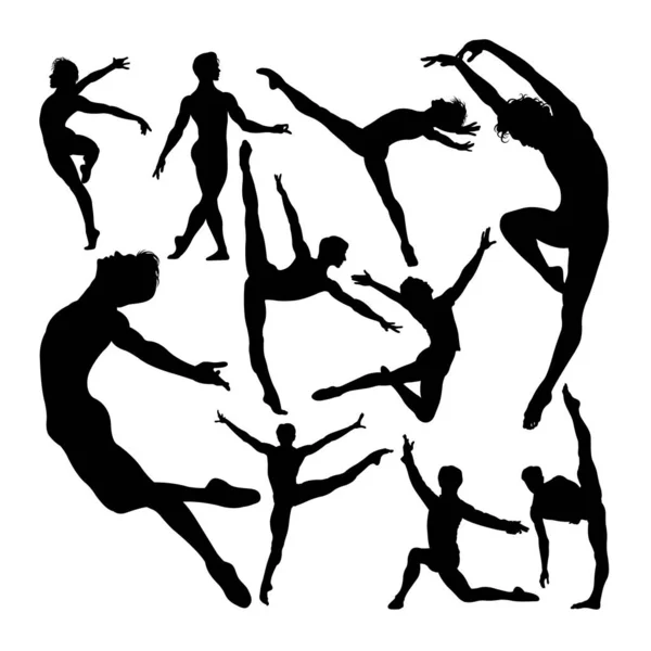 Férfi Balett Táncos Pózol Sziluettek Használata Szimbólum Logó Web Ikon — Stock Vector