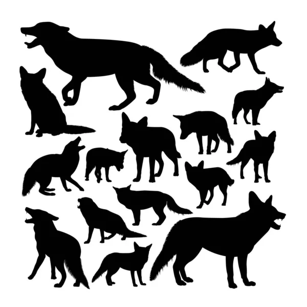 Red Fox Animal Silhouettes Good Use Symbol Logo Mascot Sign — Stock Vector